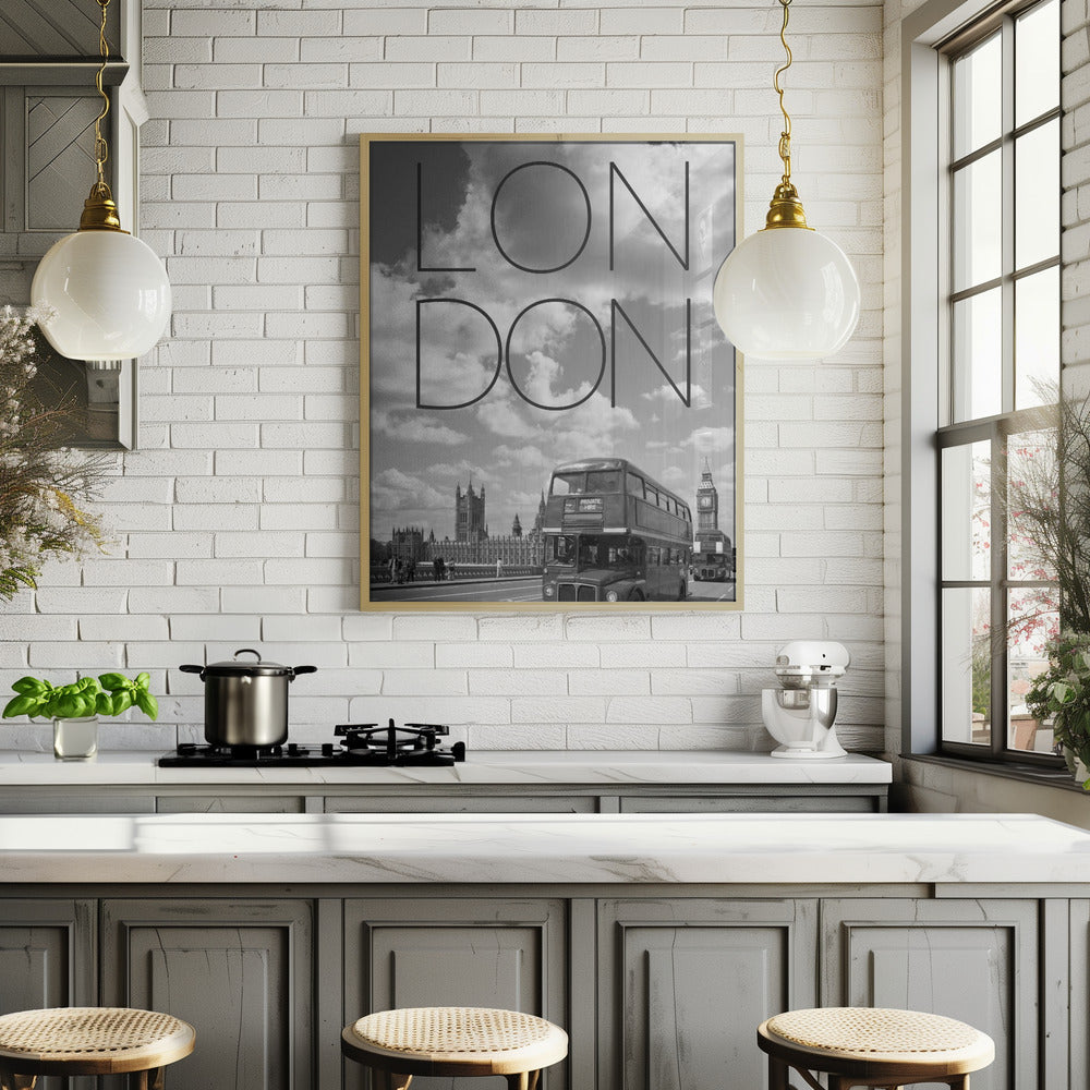 Busses in London | Text & Skyline Poster